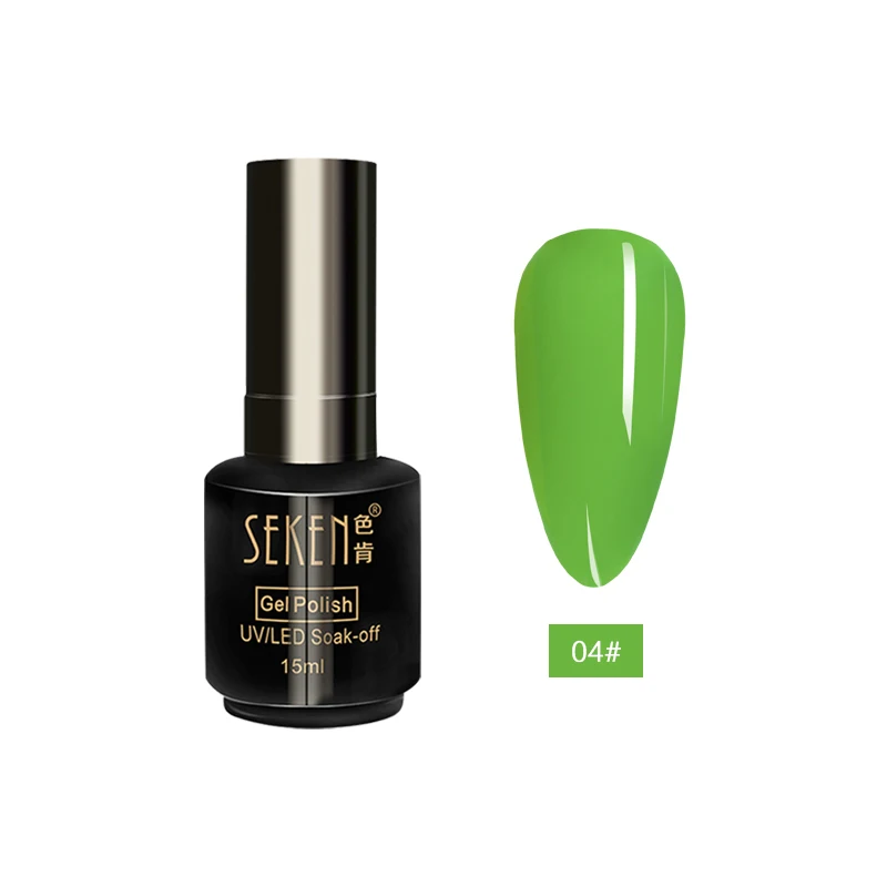 SEKEN 15ml neon color nail polish uv gel natural resin odorless soak off uv gel nail polish for nail salon