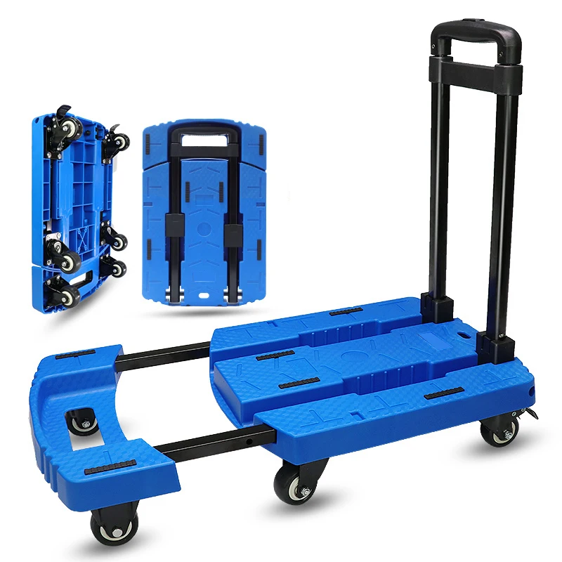 OEM ODM 7 wheels foldable trolley  with brake supermarket cart trolley