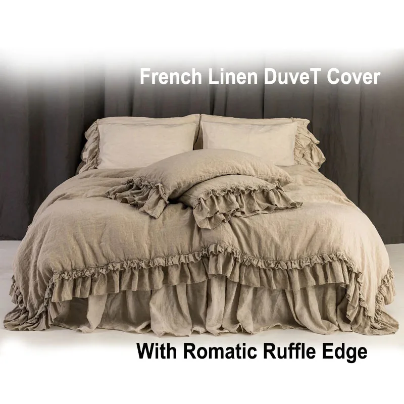 wholesaler soft luxury 100% organic European linen stripe bedding sets hemp flax linen duvet cover hotel linen bedding set