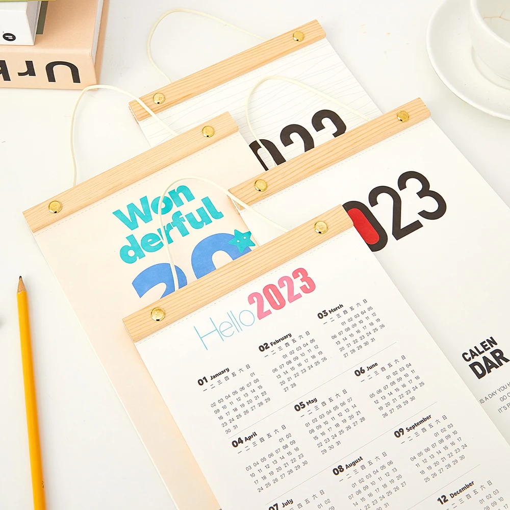 Simple 2023 Hanging Calendar Printing Daily Custom Planner Monthly B5 Wall Wood Calendars