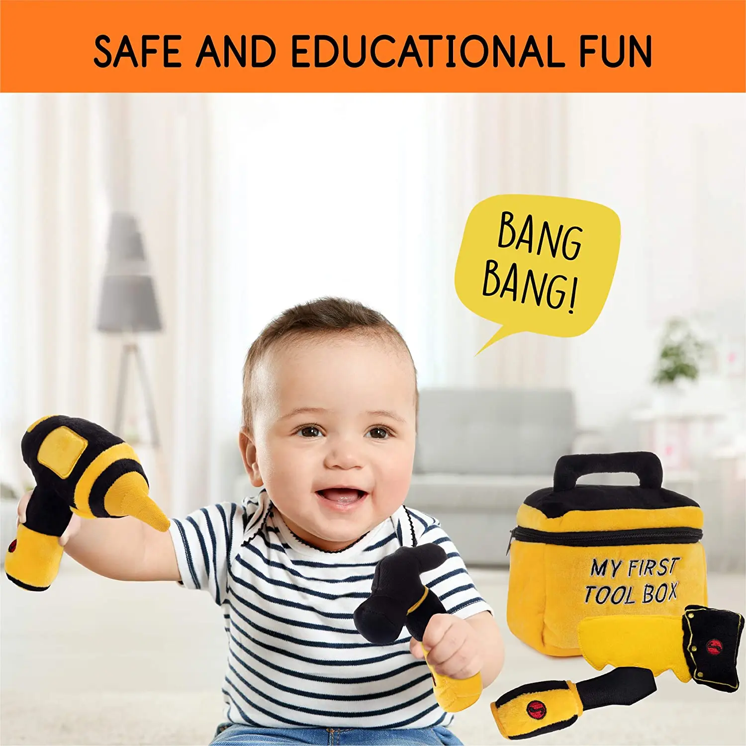 NEW Toy Tool Set for Toddlers Includes Cuddly Hammer Handsaw Screwdriver Hand Drill Zippered Box with Cool Sounds