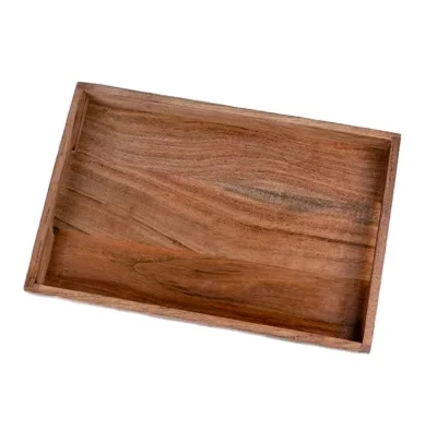 Wholesale Natural Rectangle Wooden Tray With Handle