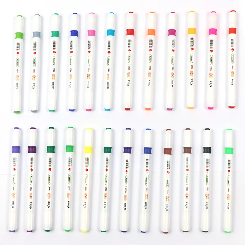 24-Pack Double Headed Marker Pens, Customizable Highlighters, Non-Toxic, Vibrant Color Pens, Ideal for Art, Journals, Scrapbooks