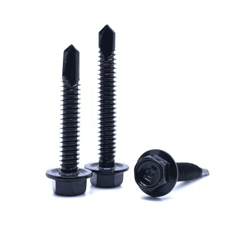 High quality 410 Stainless Steel Hex Self-Drilling Screws Electrophoretic Bright Black Finish
