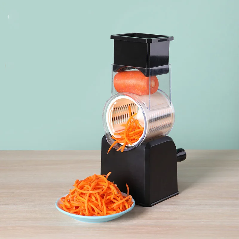Multifunctional 3 Blade Vegetable Mandoline Slicer Manual Drum Rotary Cheese Grater