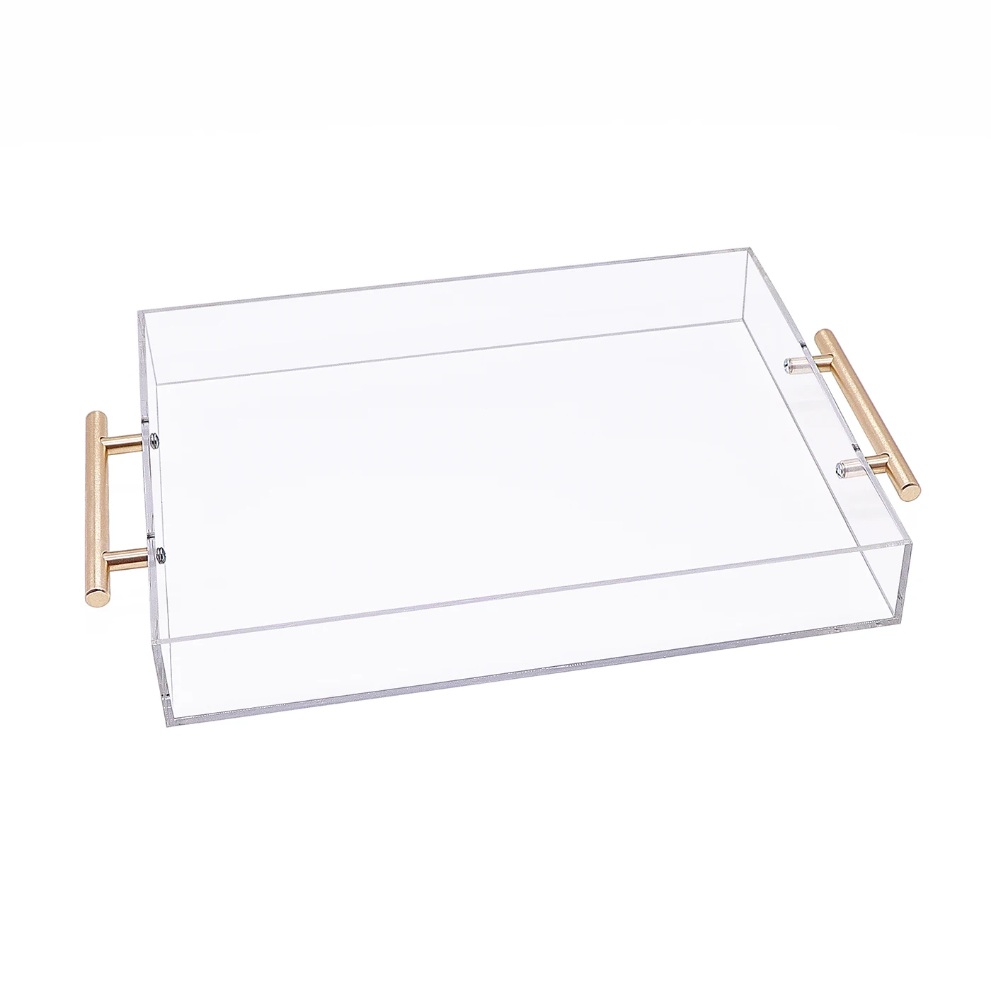 Acrylic Large Serving Tray with Gold Handle  Clear Food Tray for Coffee Table Kitchen