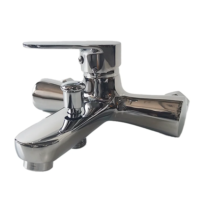 Minwei Wall-Mounted Hot Cold Faucet Set Premium brass Bathroom Shower Combo with Chrome Finish Mixer Taps