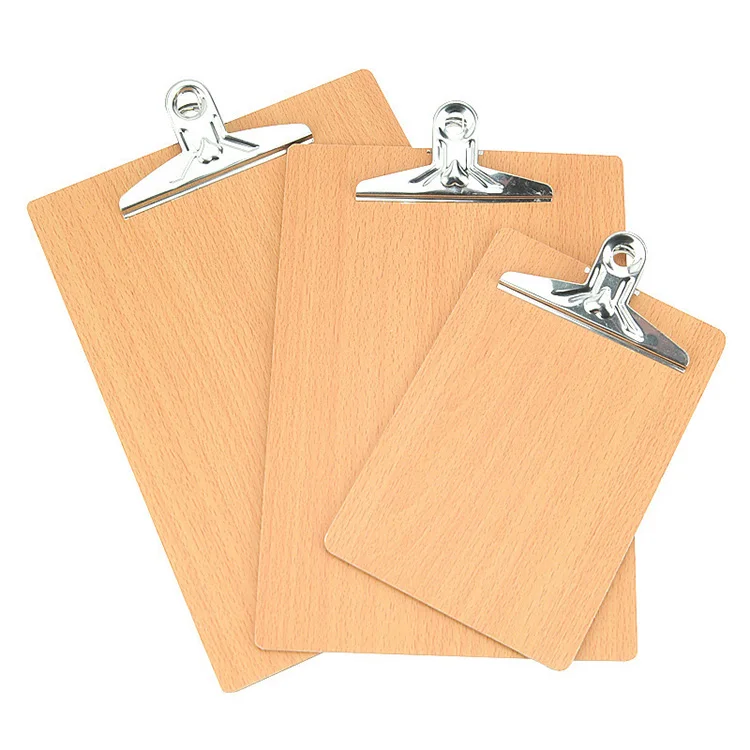 A3 A4 Size Document Storage Wood Low Profile Clip Metal Clips MDF Foldable Nursing Wooden Clipboard for School Office