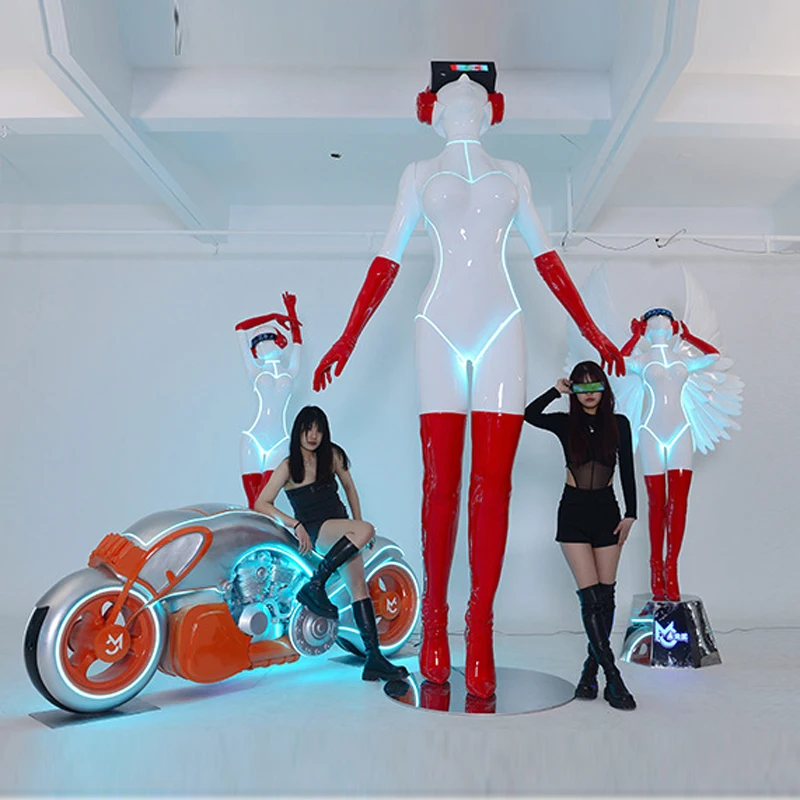 Life size large fiberglass sculpture frp statues electroplated sculpture