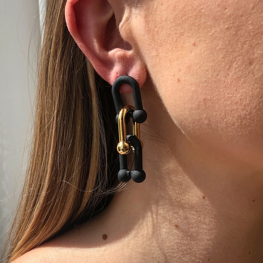 Модные темпераментные U-образные серьги из сплава простого цвета с холодным ветром