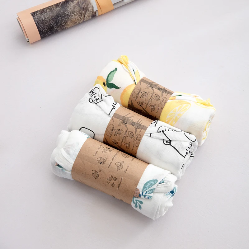Custom Premium Cotton Bamboo Fiber Soft Muslin Swaddle Blankets