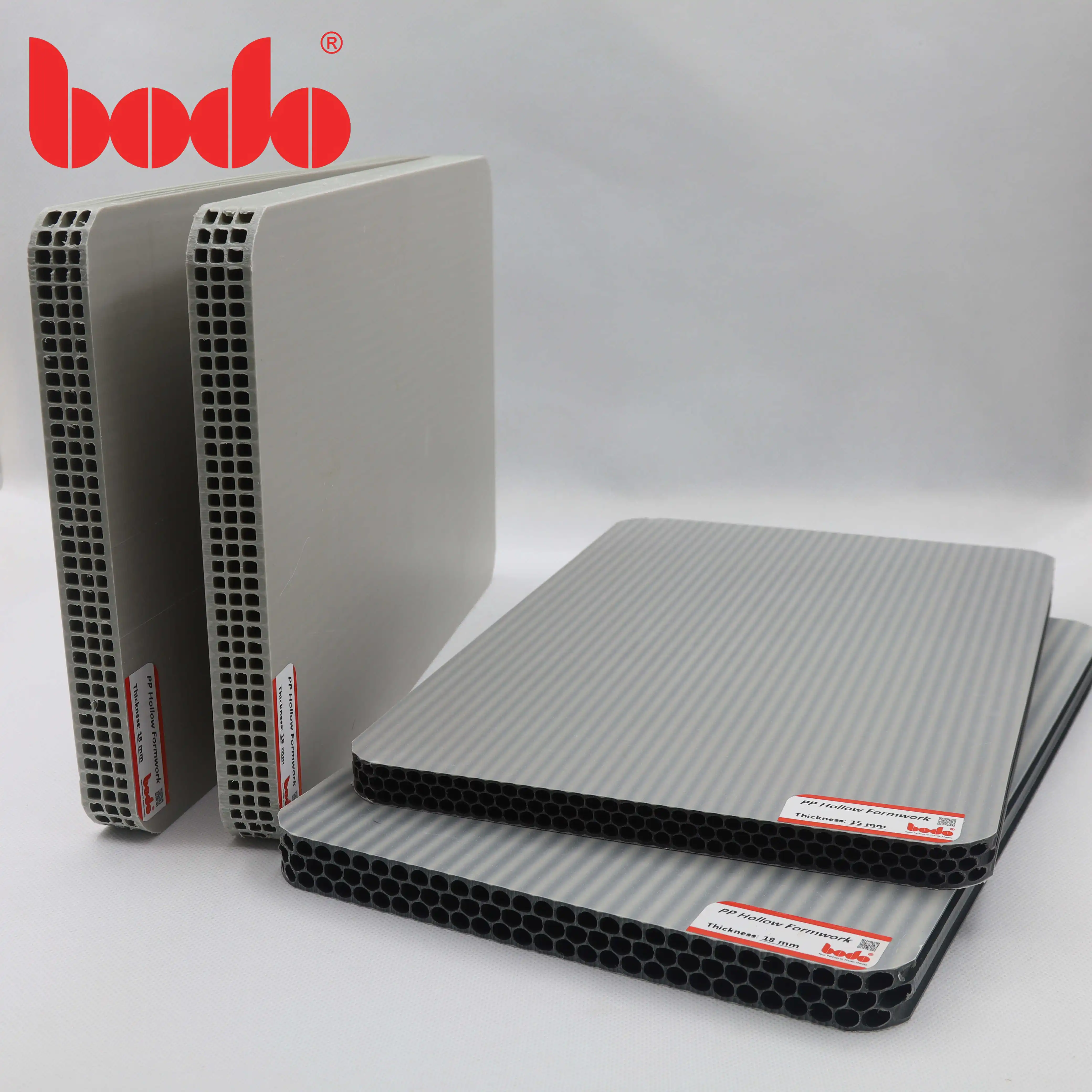 Grey 12-18mm hollow PP formwork sheet 1220x2440mm for engineering construction and decoration