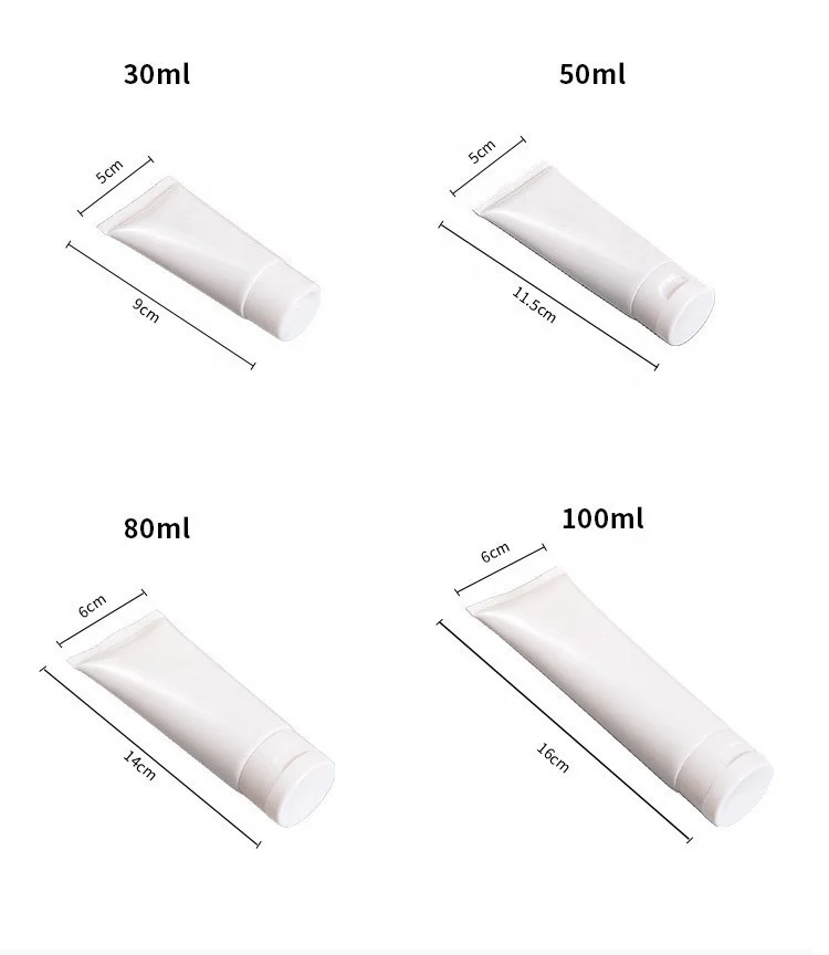 QN 10-300 ml squeeze cosmetic plastic white tube with screw cap/ flip caps squeeze tube for facial cleanser packaging