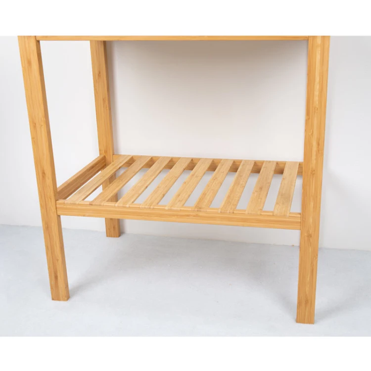 BAMBKIN FSC approved bamboo bathroom rack ceramic wash hand basin stand sink vanity top