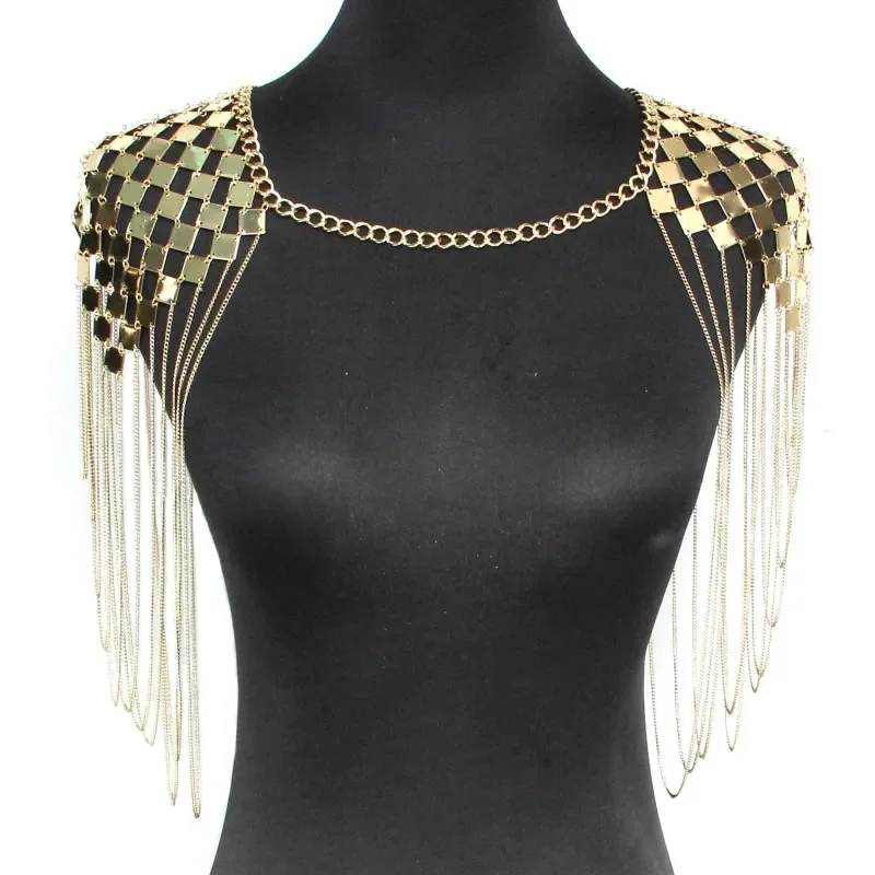 Punk Statement Body Chain Collar Shoulder Long Necklaces Tassel Pendants Women Bohemian Sexy Statement Fashion Body Jewelry