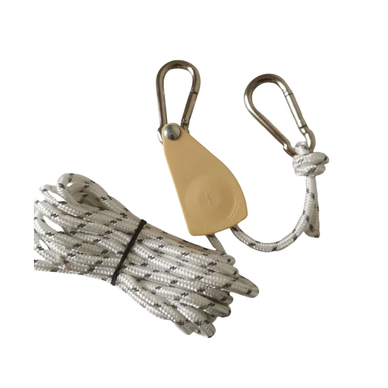 one-way self-locking pulley lifting rope double hook luggage rack binding rope tensioner tent ratchet reflective guyline camping