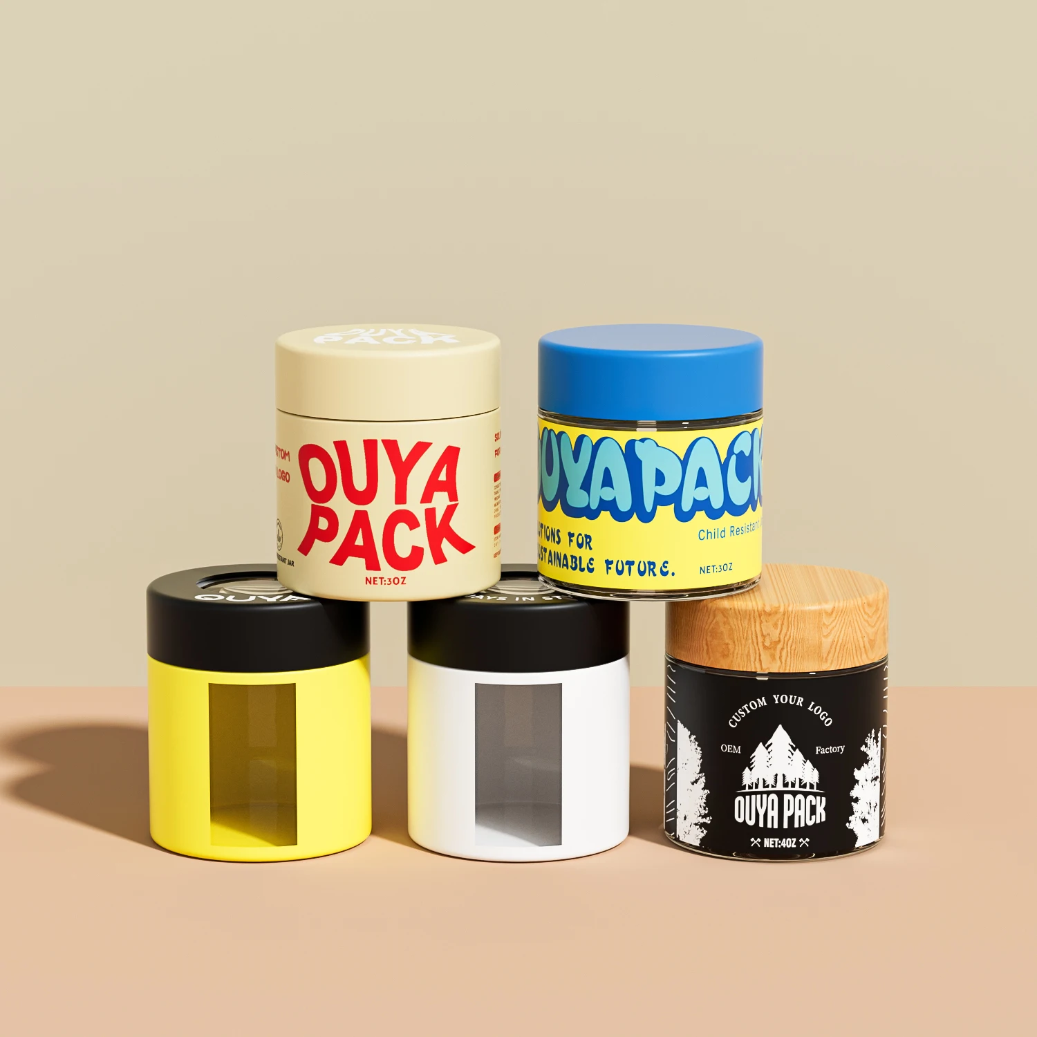 1oz 2oz 3oz 4oz round Airtight Concentrate Childproof Glass Jar With Magnifying Lid