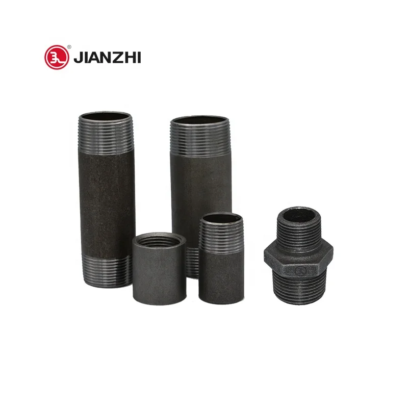 Iron Fittings Long Pipe Fittings Threaded Steel Nipple Carbon Male Square EQUAL Casting Close Nipple