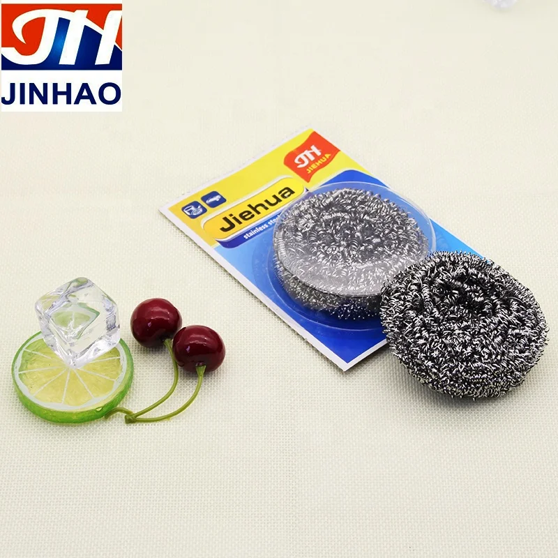 High quality and cheap 12 pcs stainless steel scourer with blister card packing for kitchen cleaning