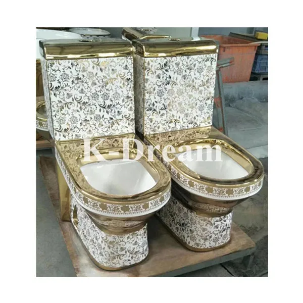 
Golden Toilet Set KD-03GPD Flower Design Water Closet Modern Color Bathroom WC 