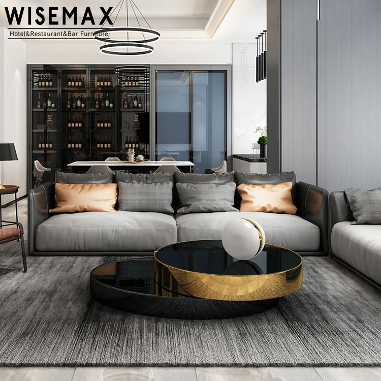 Мебель WISEMAX оптовая цена высококачественный двухслойный круглый журнальный столик из закаленного стекла кофейный с деревянной основой