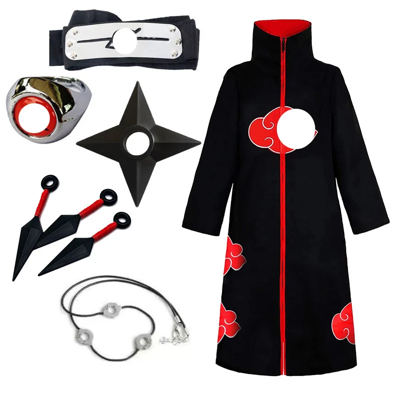 Японская аниме куртка для косплея Uchiha плащ из комиксов Akatsuki Ninj костюм ветровка накидка взрослых детей