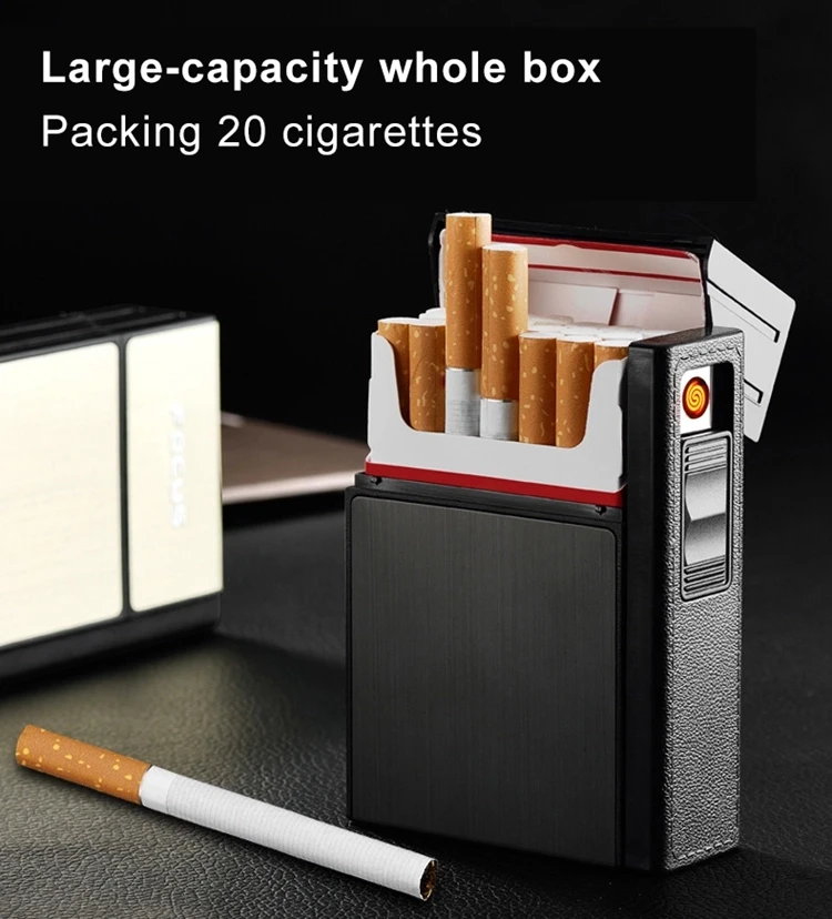 Custom OEM Cigarette Case with Built-in USB Lighter 2-in-1 Rechargeable Cigarette holder Box smoking Lighter
