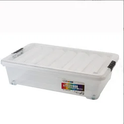 New patented product  transparent plastic four wheels clothes storage box with lid
