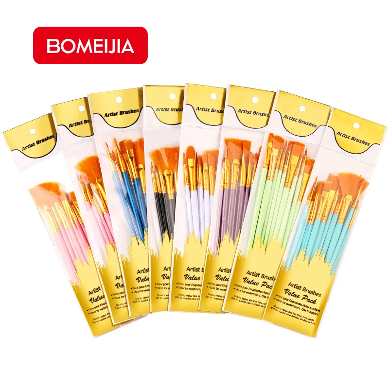 BOMEIJIA 12PCS Artist paint brush pen Watercolor Gouache drawing paint brushes for Art