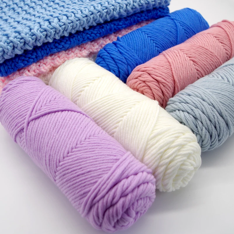 RongMeiXuan crochet bulky fancy chunky 100% acrylic 8 ply milk cotton yarn for hand knitting