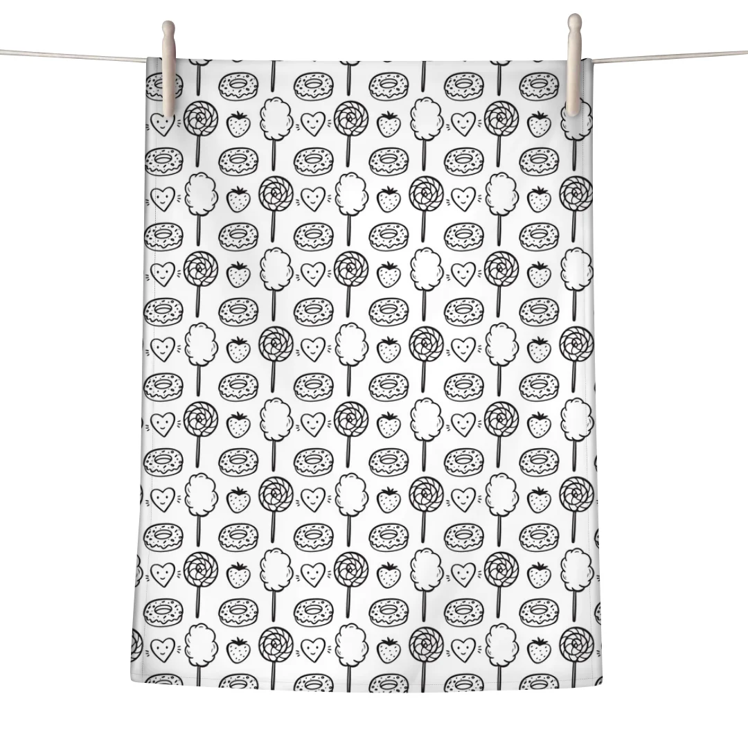 Cotton linen blends Kitchen Tea Towel standard tea towel size custom printing logo double sides printed