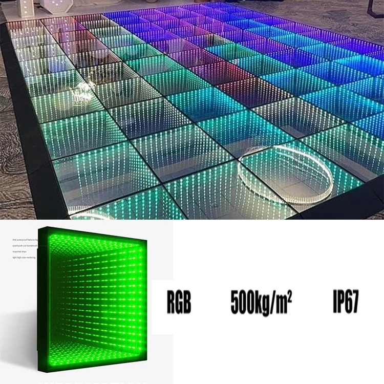 Spark RGB Led 3D Mirror Portable Interactive Party Wedding Dance Floor
