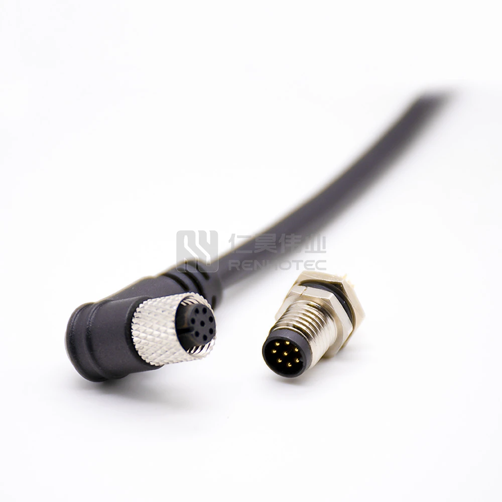 Sensor Cable 8 Pin M8 Connector Male / Female Right Angle IP67 Waterproof M8 Cable Unshield/ Shield
