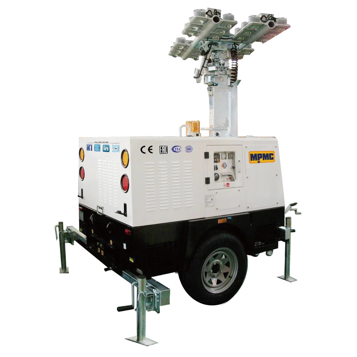 
High quality trailer-mounted mobile light tower 9m light pole with generator light tower 