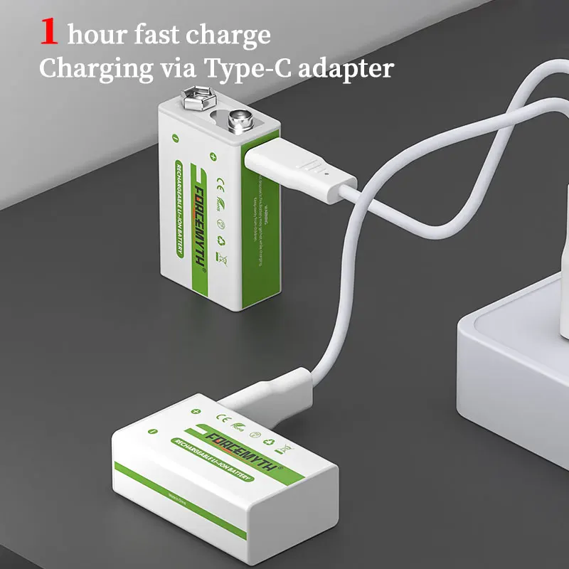 High Capacity 1000mAh usb cell rechargeable battery 9v usb lithium ion battery for Electronic Instrument