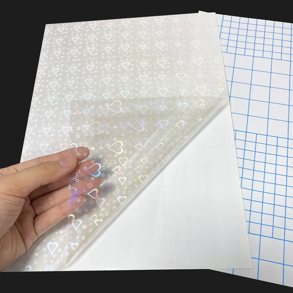 Self Adhesive Holographic Film  cat eyes Cold Lamination Film 3D Sheet Transparent Holographic Lamination Film