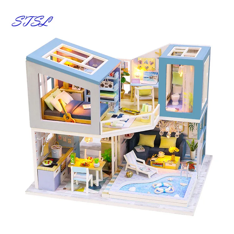 First meet handmade furniture DIY best gift for girls wooden doll house