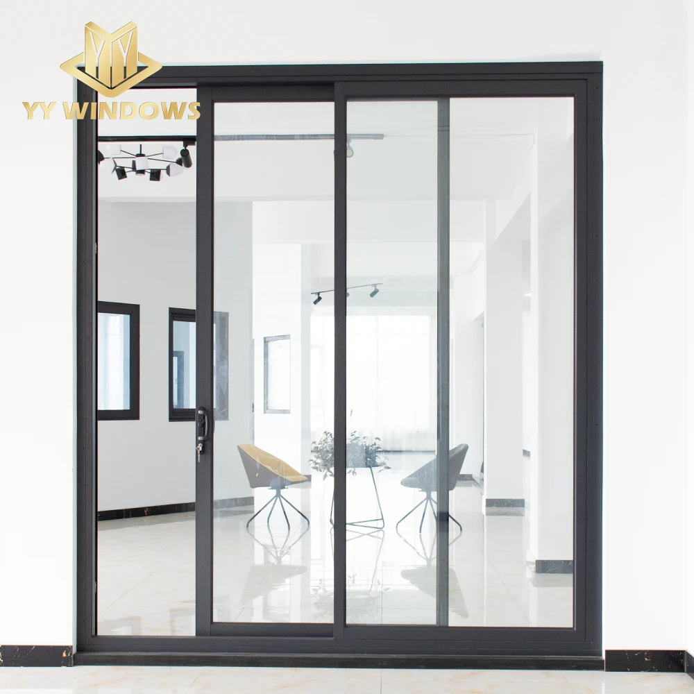 NFRC Certificate Modern High Quality Aluminum Glass Sliding Door Exterior 2 tracks Thermal Break Double Glazed Sliding Doors