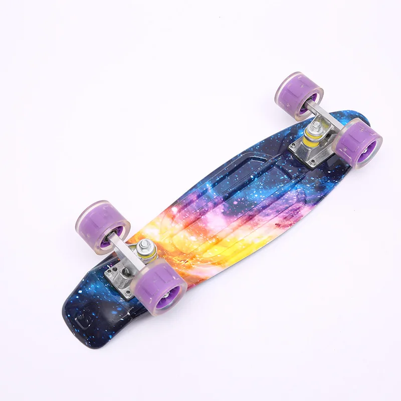Custom Size Kids Single Warped Skateboard With Pu Flash Wheel Longboard Cheap All Terrain Skate Board