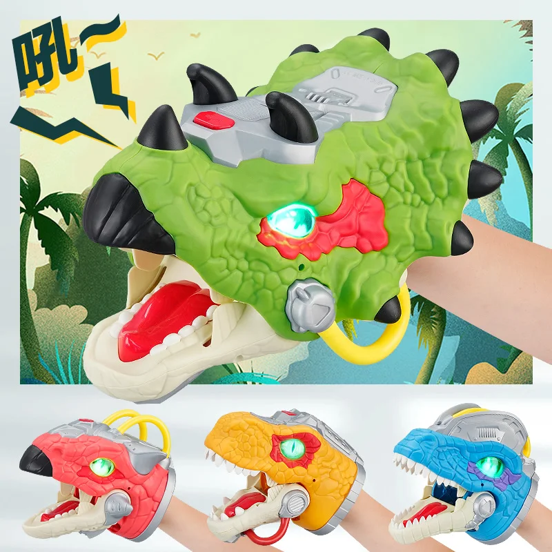 Triceratops Children Light Sound Simulation Dino toy Kids Dinosaur Hand Puppet role playing interactive game animal model