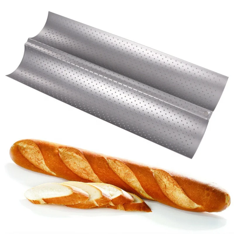 High quality Amazon Top selling 2 3 4 Waves Loaves Non Stick French Bread Mold Baguette Tray Baking Pan