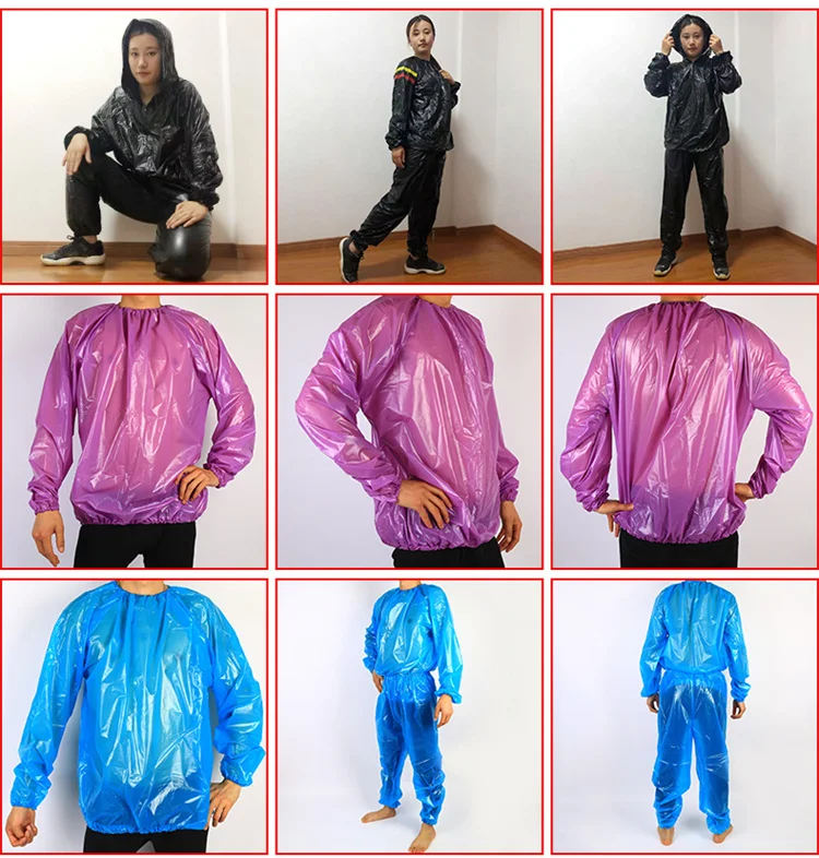 Custom PVC or EVA material Body Exercise Pvc Run Women Men Track Sweat Clothes Weight Loss TPU Sauna Suits