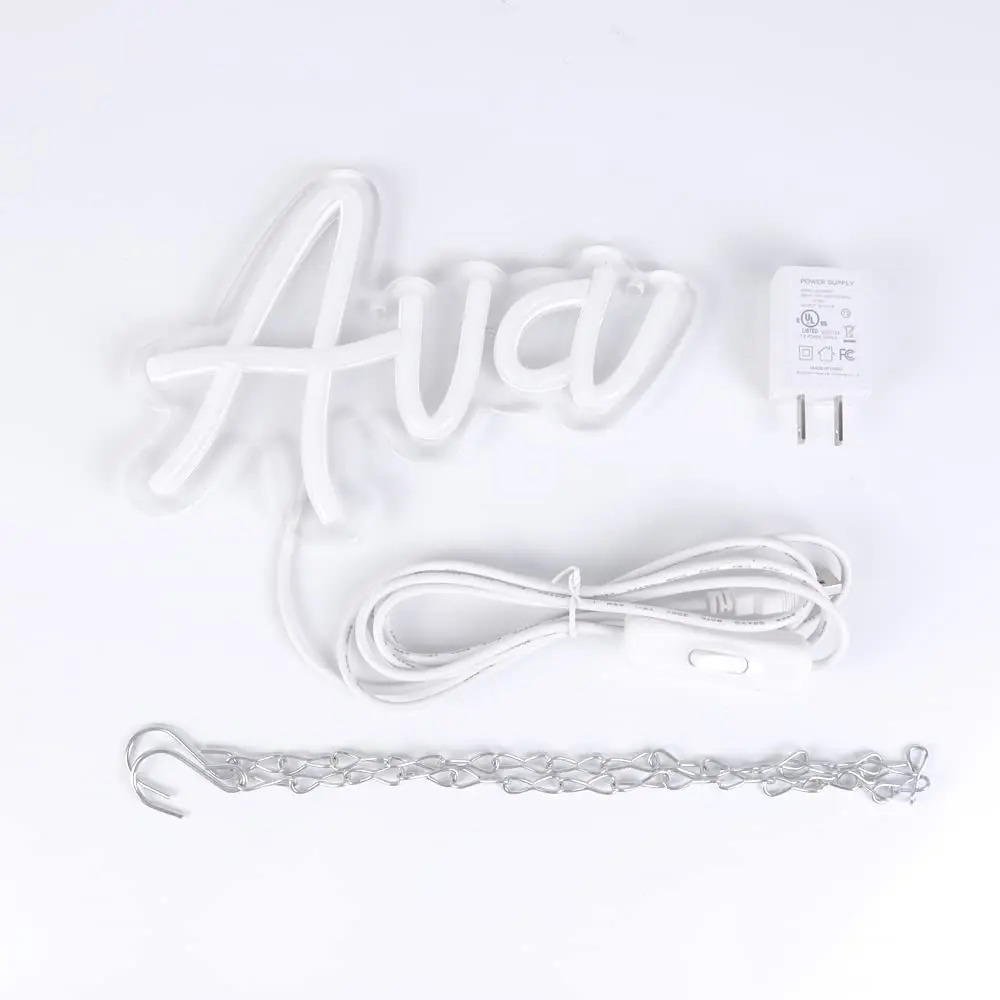 Ava Neon Sign Personalized Name Tags for Room Decor Aesthetic,Led Neon Sign for Bedroom,Light up Wall Decor