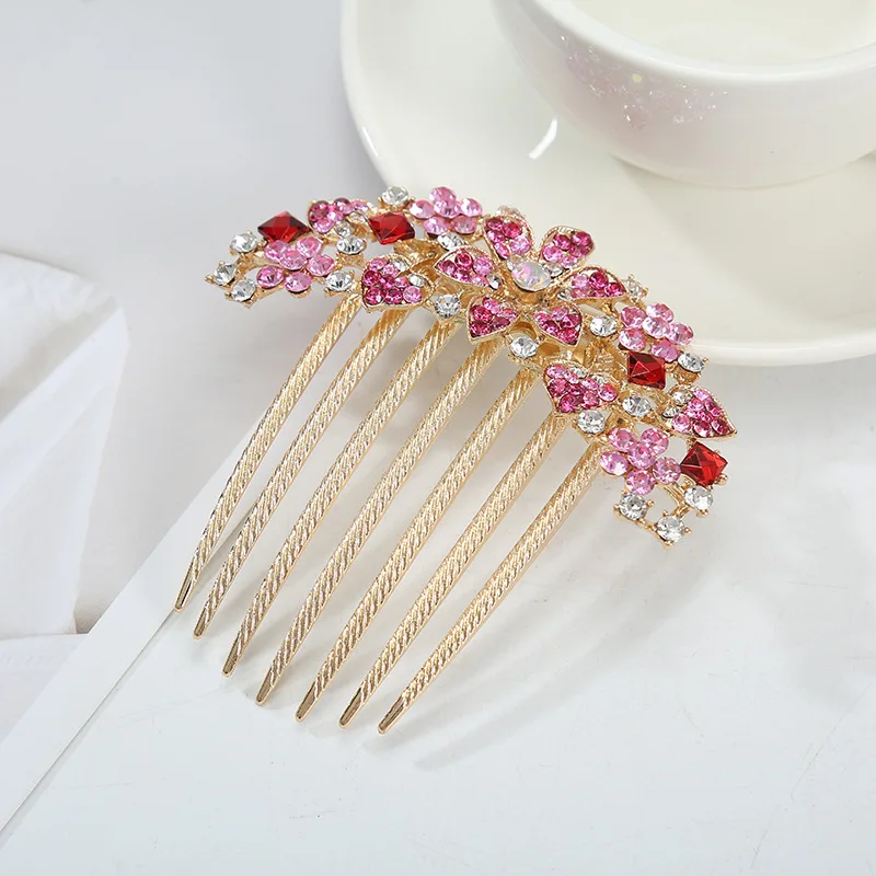 Korean alloy rhinestone headgear bridal hair comb insert comb hair accessories
