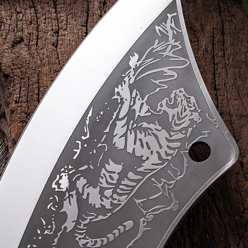 OEM Professional tiger pattern Bone Chopping Knife Sharp Kitchen Knife Stainless Steel Chines Knife