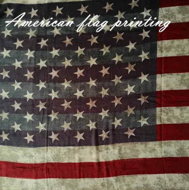 RTS Stock women poly voile scarves polyester custom american flag print scarf
