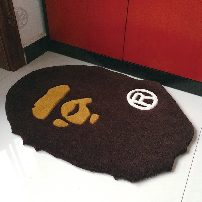 Custom Acrylic Hand Made Brand Logo Mat Shoe Shape Carpets Custom Die Cut Tufted Sneaker BAPE Rugs