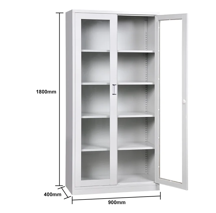Metal Storage Cupboard File Cabinet with Glass Sliding Door Steel for Office Use Office Furniture Modern School Bag Cabinet