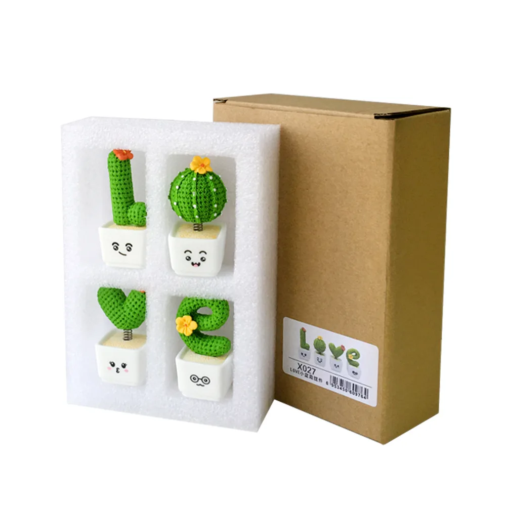 LINDA 4pcs/set Plants Bonsai Small Tree Pot Plant Resin Succulent Cactus Mini Green Plant Car Office Home Living Room Crafts