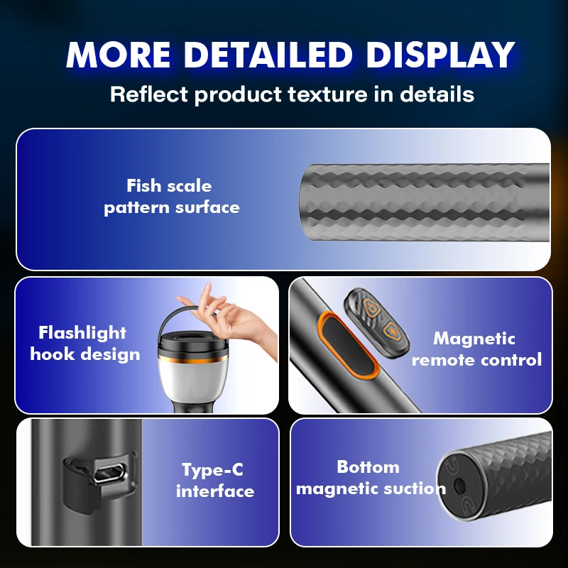 Banqcn outdoor multifunctional portable camping lighting tent scalable magnet telecontrol rechargeable led flashlight light